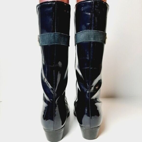 PERTTI PALMROTH Vintage Rain Boots Navy & Teal Sz 6.5 - Picture 6 of 9